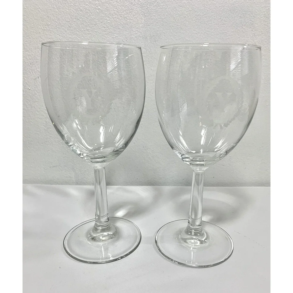 Two‎ Wine Glass Goblets Monogram Y Wedding Glasses Party Barware